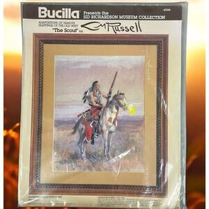 NEW Bucilla Counted Cross Stitch Kit The Scout Indian by CM Russell 40136